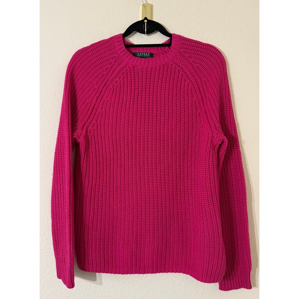 Lauren Ralph Lauren Women's Pink Knit Sweater Cotton Size Medium Y2K